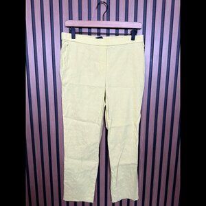 Theory Pants 8 / M Womens Yellow Linen Blend Stretch Elastic Waist